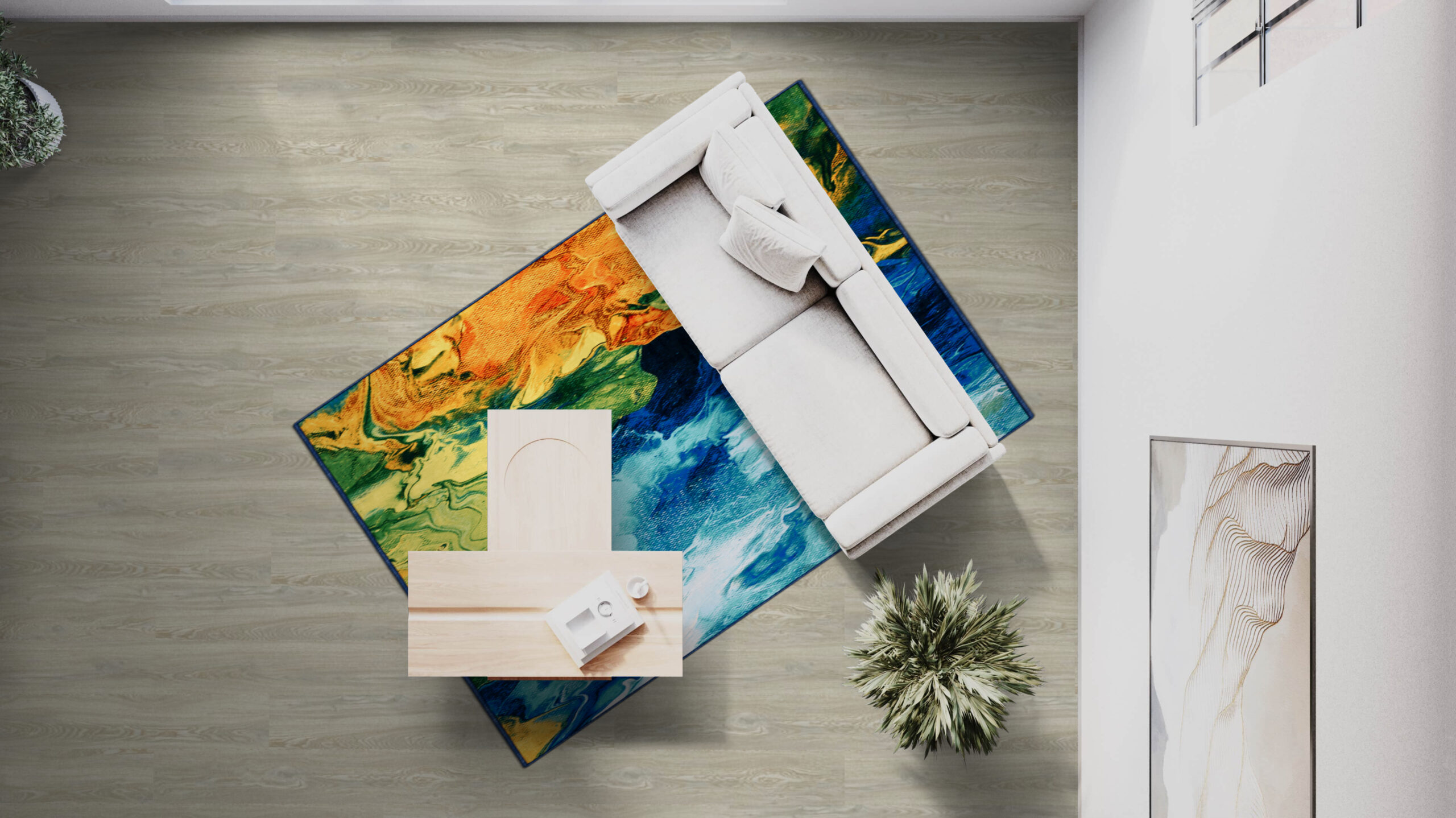 Ocean Garden integrado con mobiliario en un ambiente interior